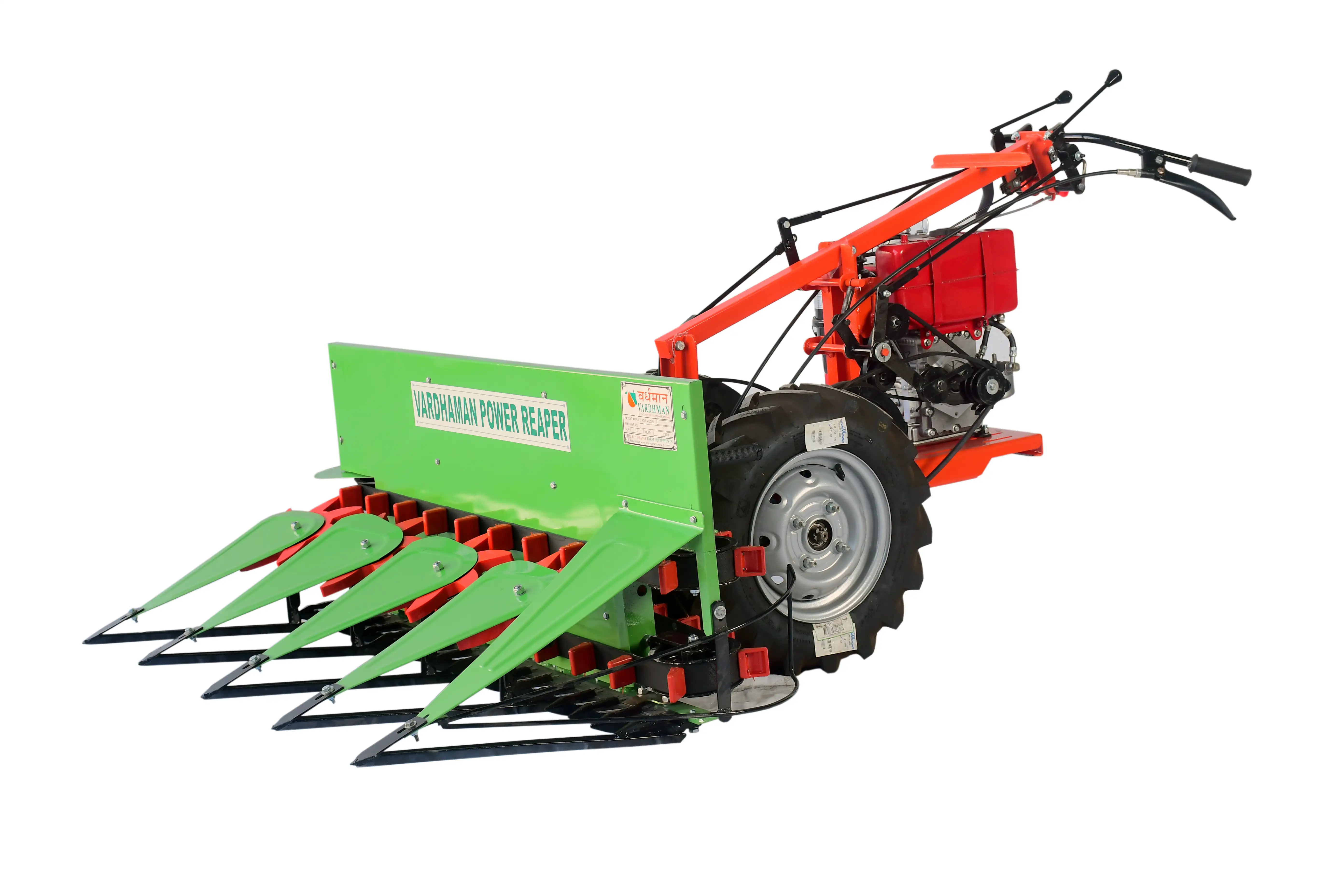 Vardhman Power Reaper harvesting paddy in Indian fields,