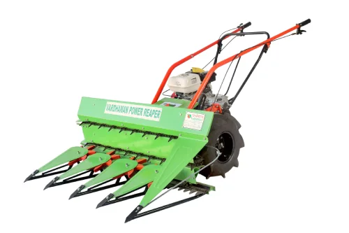 Vardhman Power Reaper harvesting paddy in Indian fields,